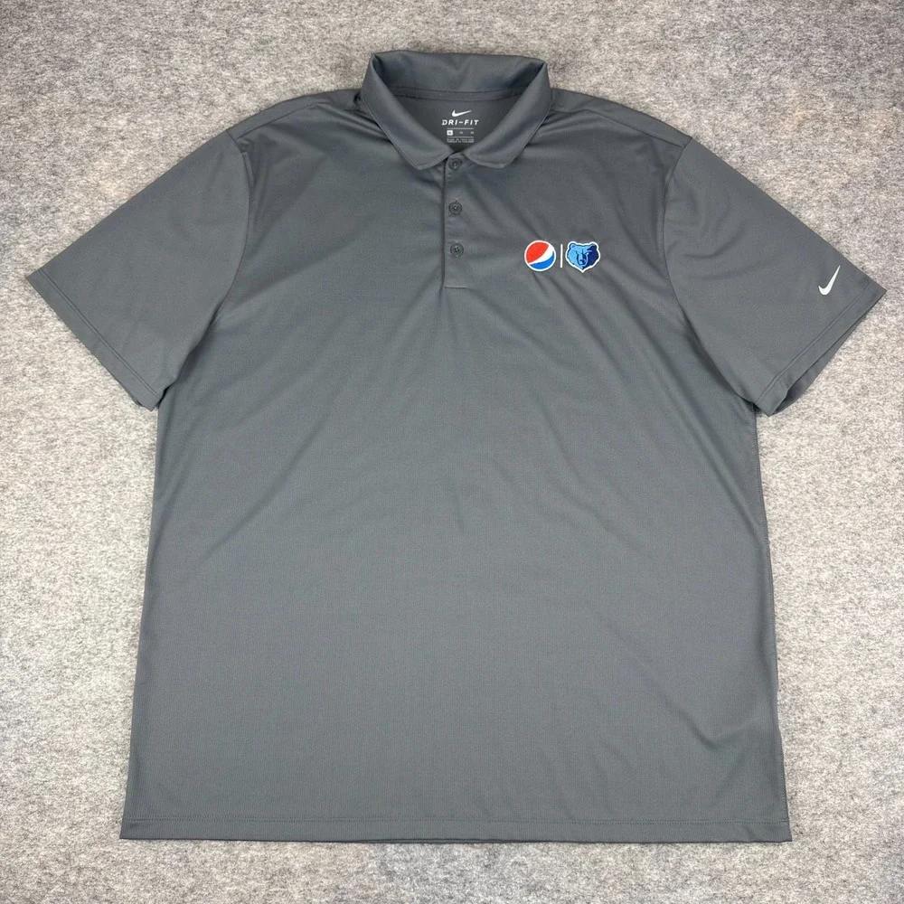 Nike Dri Fit Polo Shirt Pepsi Memphis Grizzlies Logo Polyester Gray Mens XL